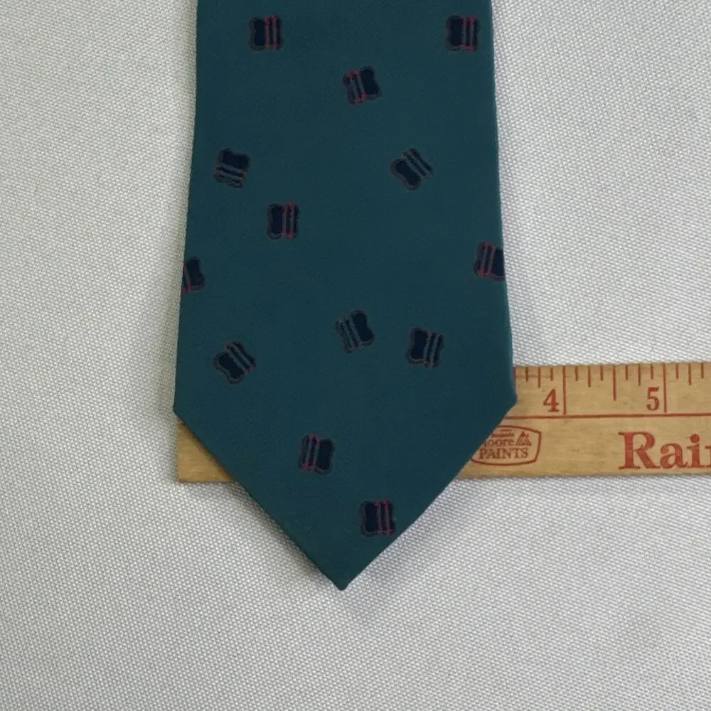 David Lawrence Men's Teal Silk Geometric Tie Hand Made in Italy